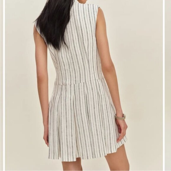 New Reformation Arella Linen Dress in Elsie Stripe - Picture 3 of 10